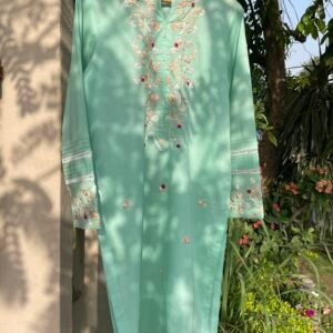 Embroidered Lawn Shirt – Turquoise