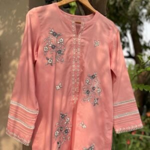 Embroidered Lawn Shirt – Pink