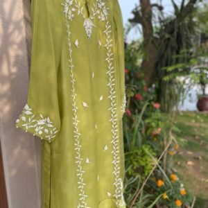 Lime Green French Knot Kurta